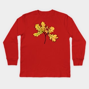 Oak Leaves Autumnal Botanical Art Kids Long Sleeve T-Shirt